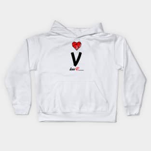 Initial love letter V for valentine Kids Hoodie